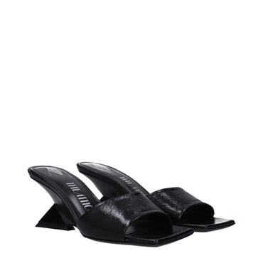 The Attico Black Leather Sandal
