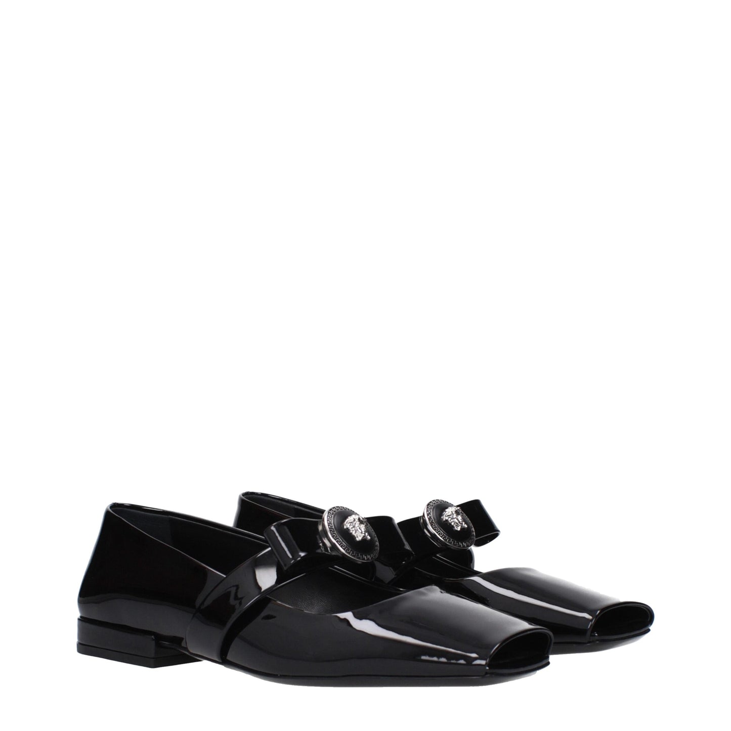 Versace Black Leather Ballet Flat