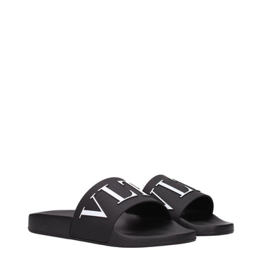 Valentino Garavani Black Cotton Slippers Sandals