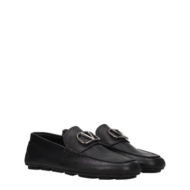 Valentino Garavani Black Leather Slip-On Loafers