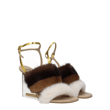 Fendi Brown Mink Strap-Ons Sandals