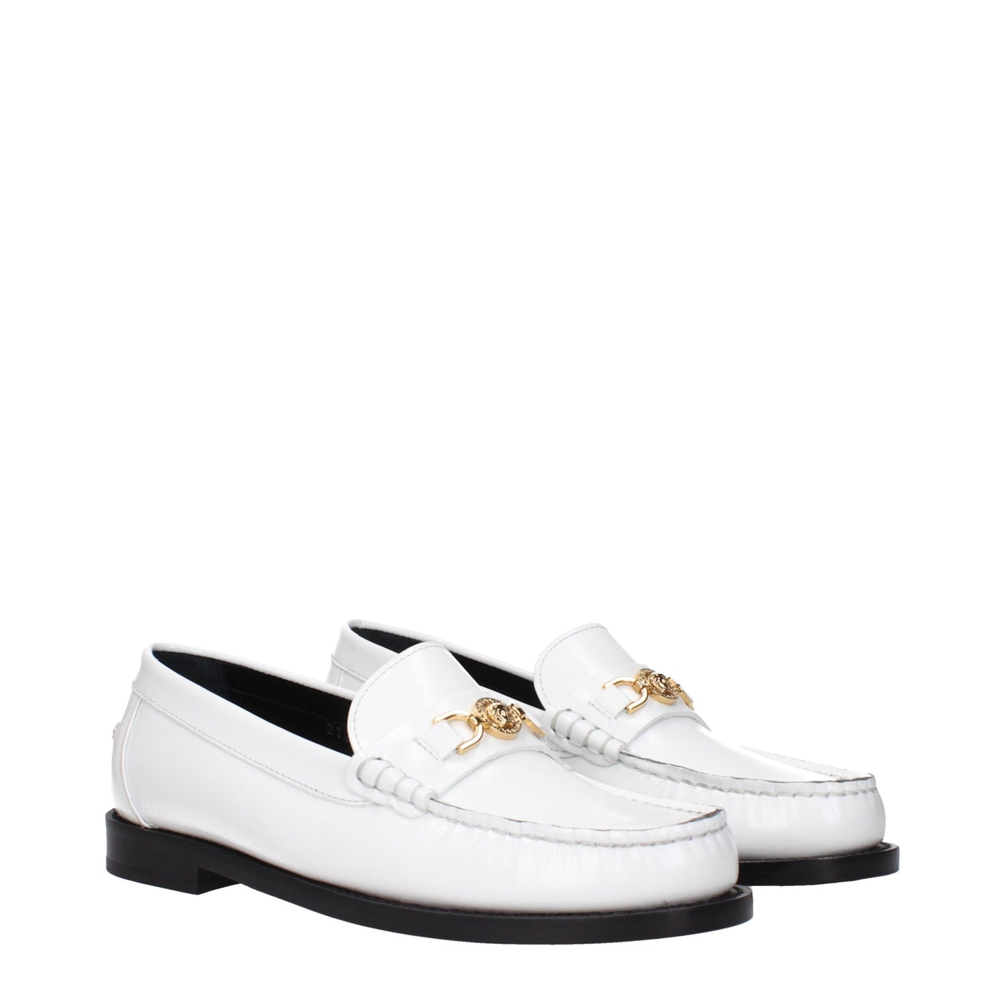 Versace White Leather Slip-On Loafers