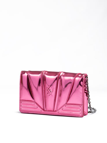 Ferrari Metal Pink GT patent leather bag with chain