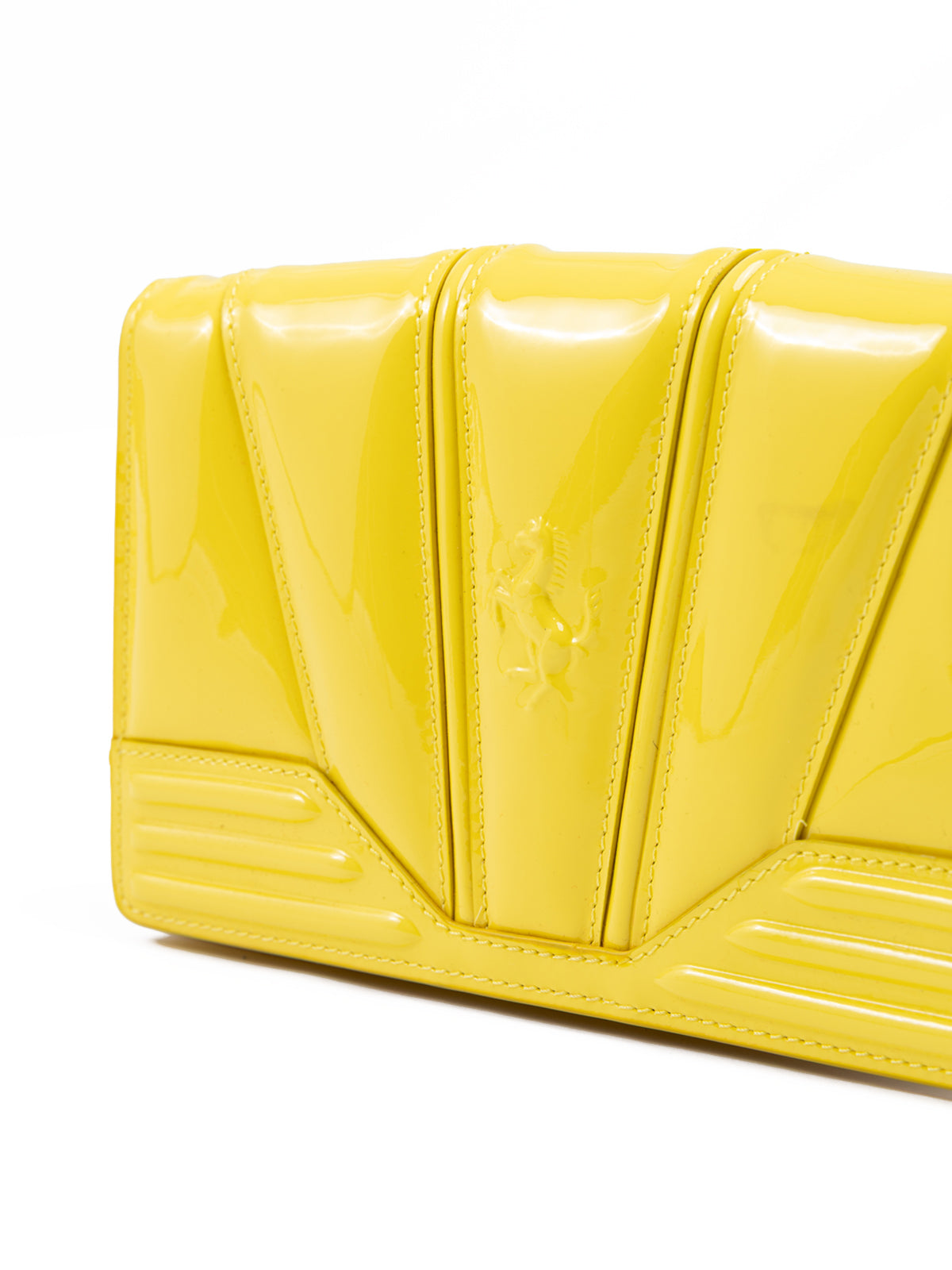 Ferrari Yellow GT patent leather bag with chain