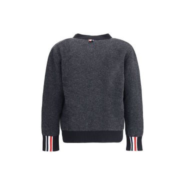 Thom Browne TEXTURED STITCH V NECK CARDIGAN IN WASHE