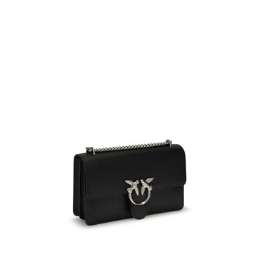 PINKO Love Shoulder Bag - Black handbag with a silver clasp