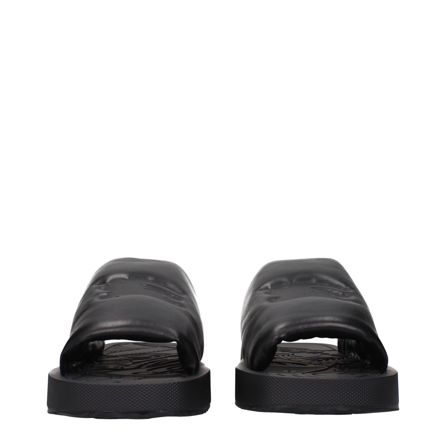 Burberry Black Leather Slippers Sandals