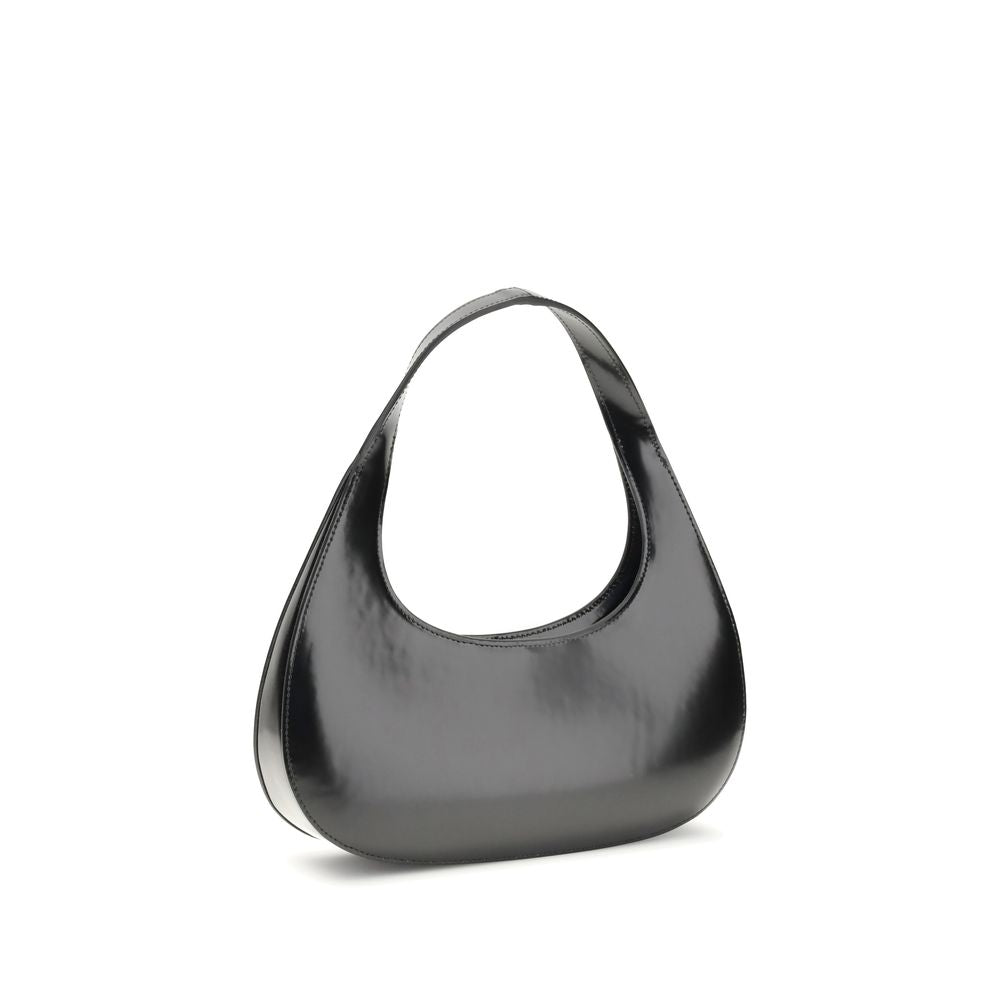 Black handbag on a white background