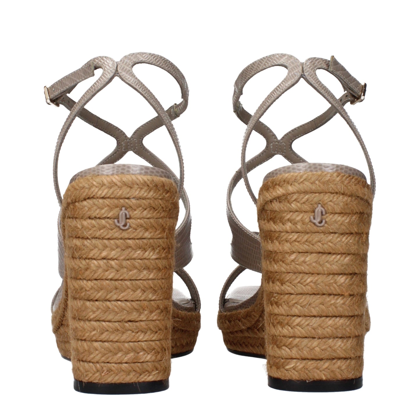 Jimmy Choo Gray Leather Wedges Sandals