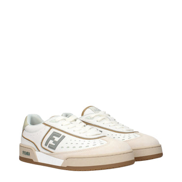 Fendi White Leather Low Tops