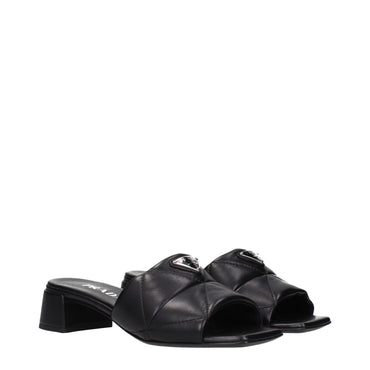 Prada Black Leather Flat Sandals
