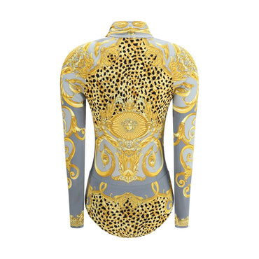 Versace Leopard draped Bodysuit