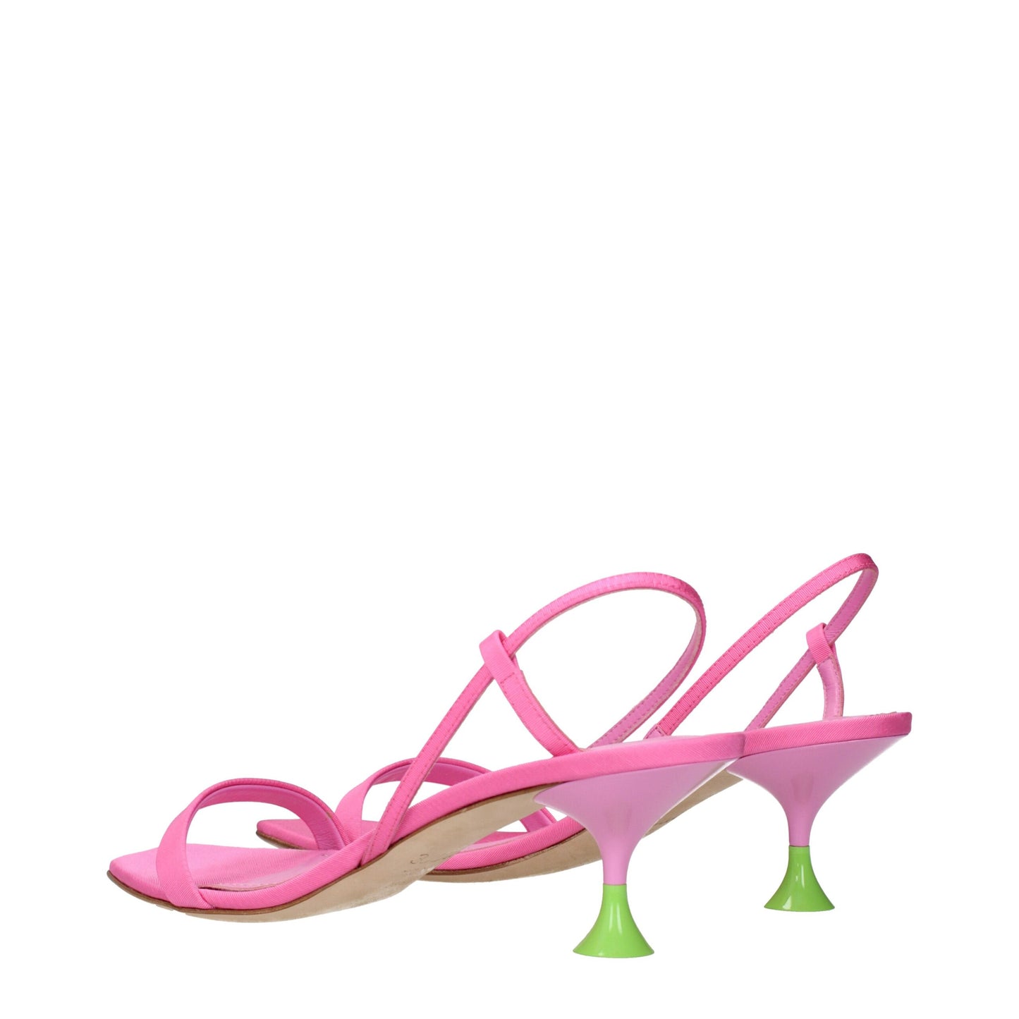 3Juin Pink Fabric Stiletto Heels Sandals