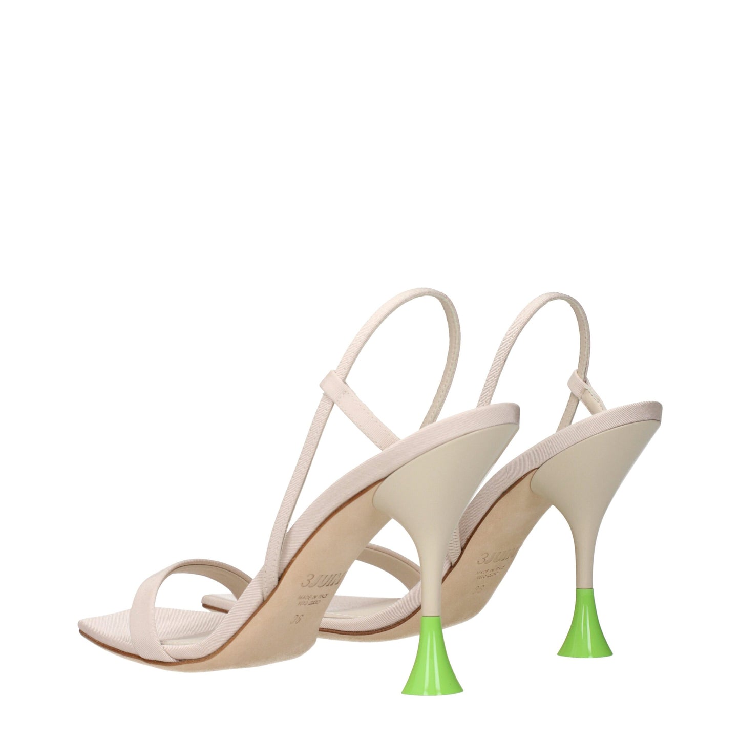 3Juin Beige Fabric Stiletto Heels Sandals