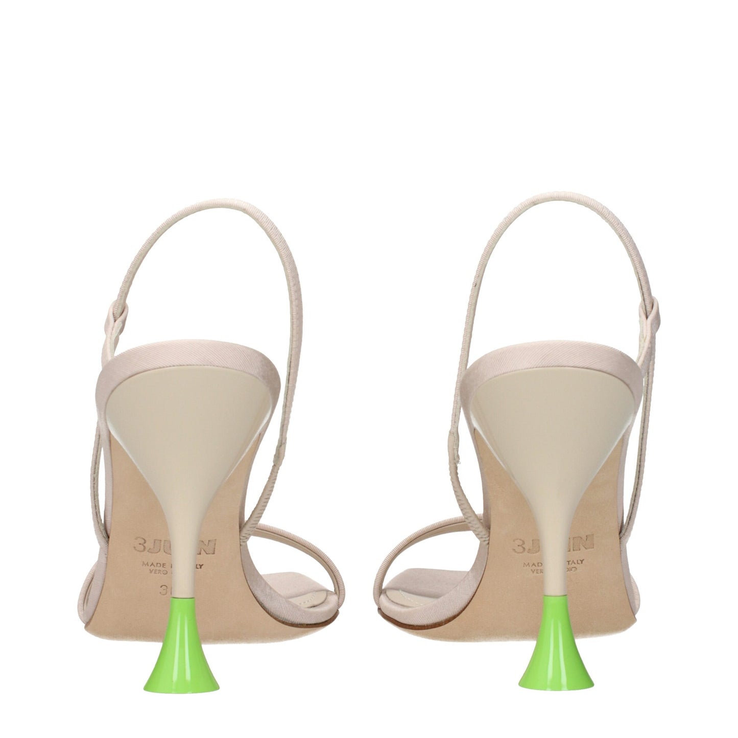 3Juin Beige Fabric Stiletto Heels Sandals