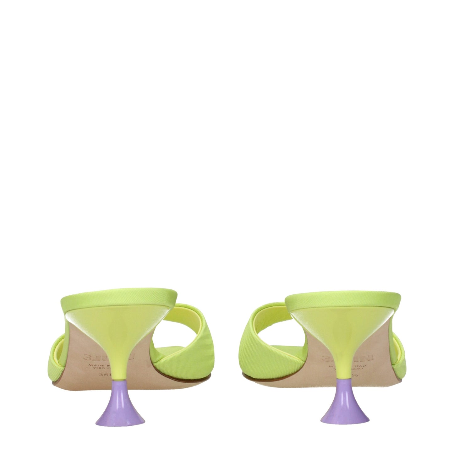 3Juin Green Fabric Stiletto Heels Sandals