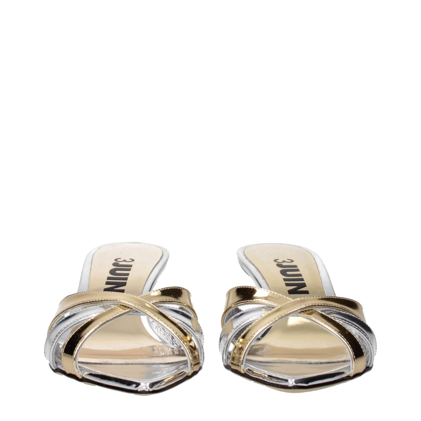 3Juin Gray Leather Stiletto Heels Sandals