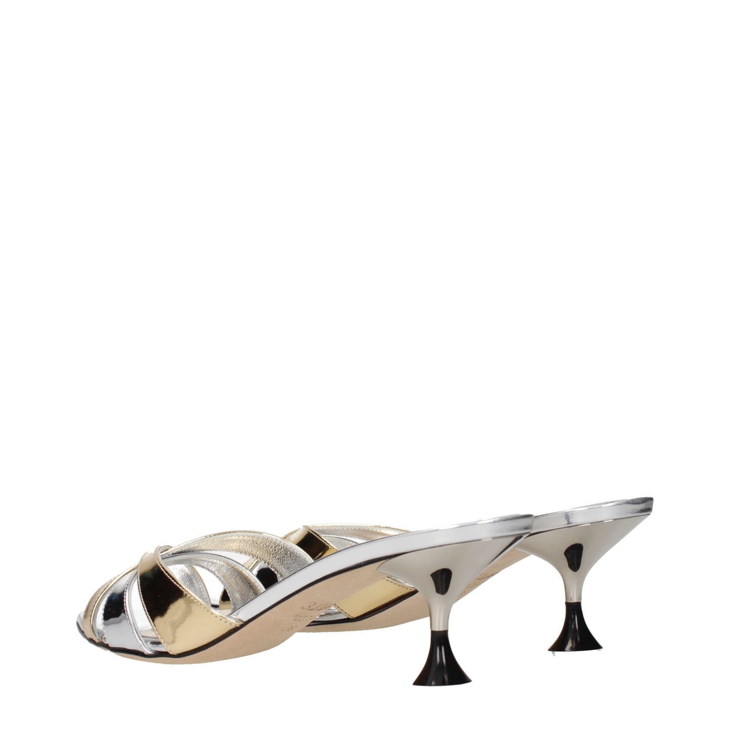 3Juin Gray Leather Stiletto Heels Sandals