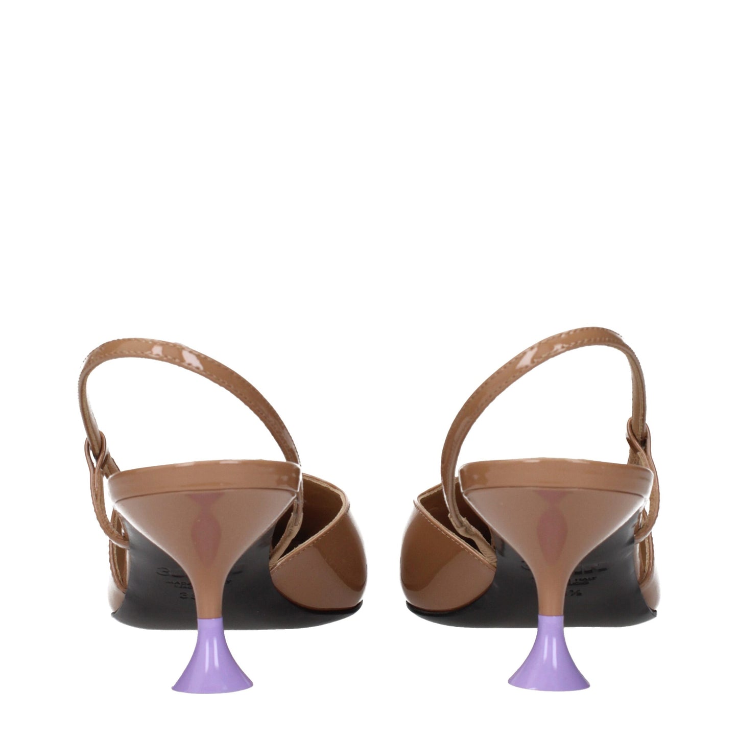 3Juin Brown Leather Mid Heel Pumps