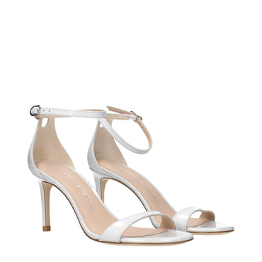 Stuart Weitzman White Leather Stiletto Heels Sandals