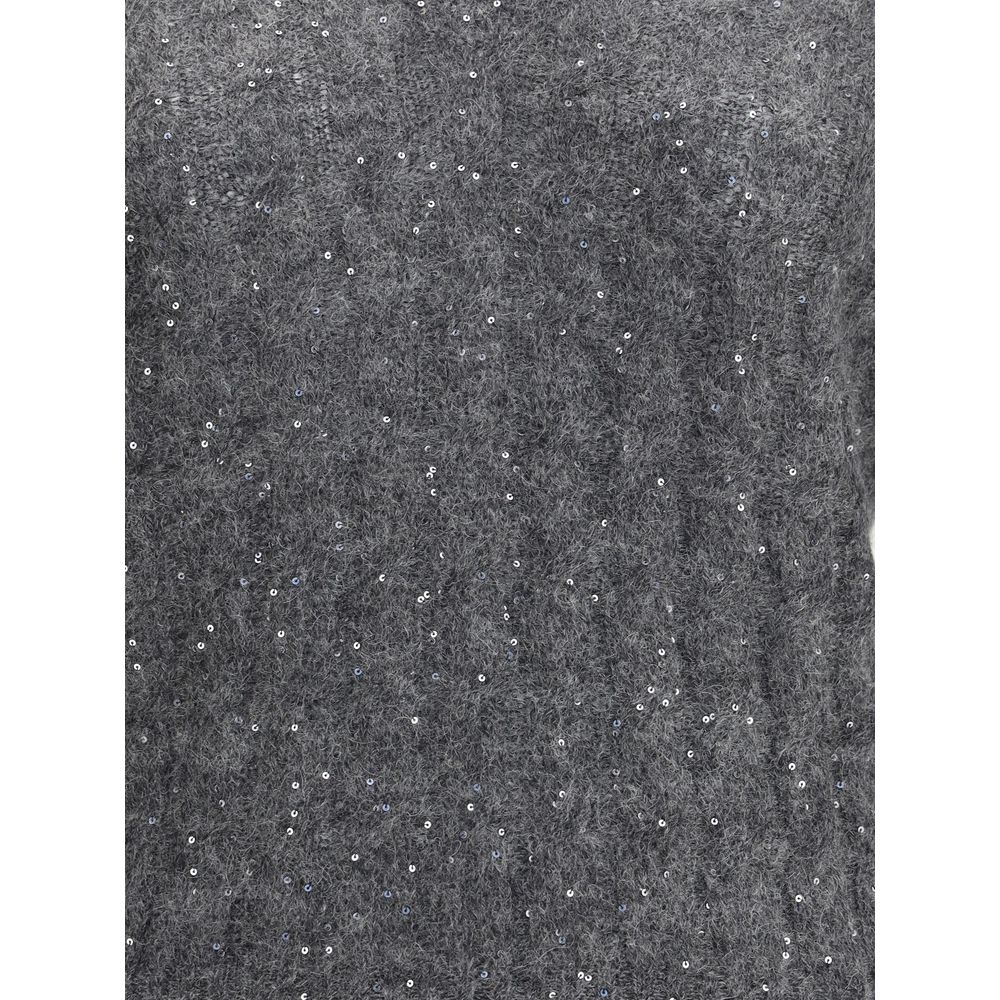 Brunello Cucinelli Dazzling Cable's Sweater in Mohair, cotton and wool