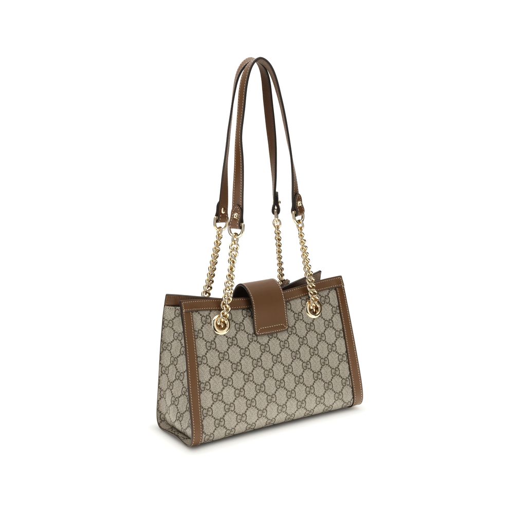 Gucci Padlock Tote Bag - Designer handbag with brown and beige color scheme on a white background