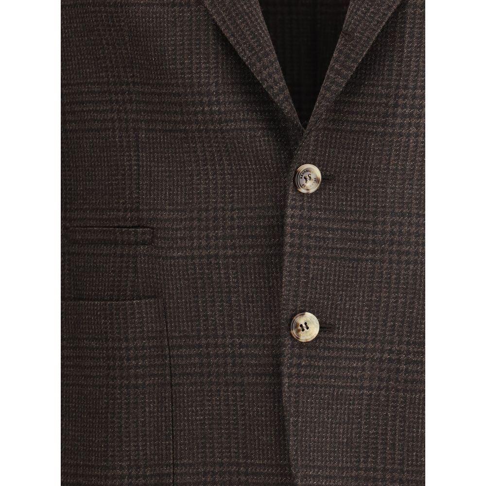 Brunello Cucinelli Prince of Wales Wool Blazer