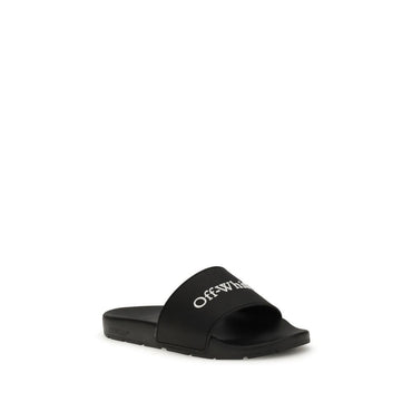 Off-White Black Slides with Bookish Logo