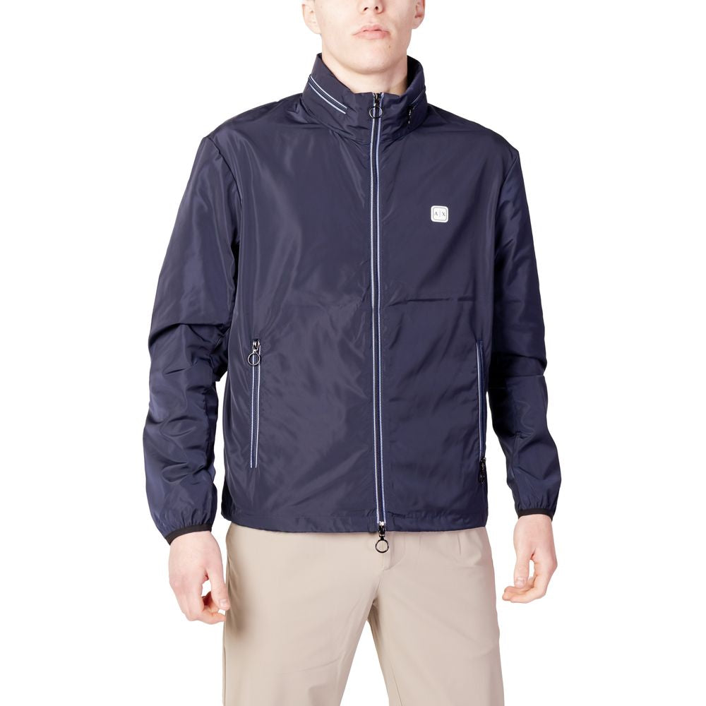 Armani Exchange Blue Polyester Jackets & Coat