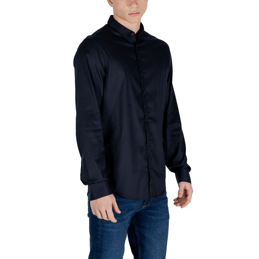 Armani Exchange Blue Lyocell Shirt