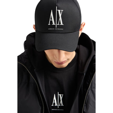 Armani Exchange Black Cotton Caps Baseball Hat