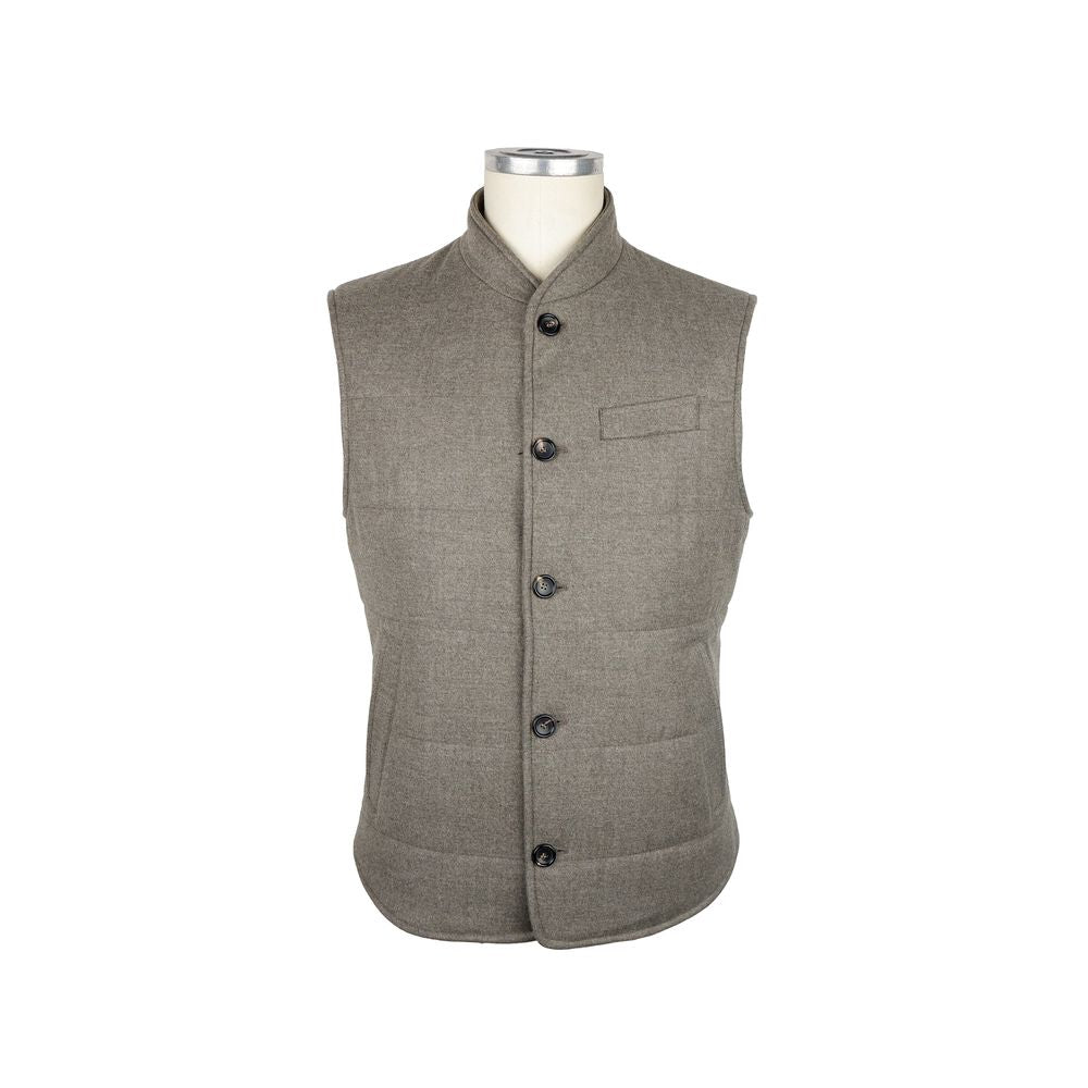 Made in Italy Brown Wool Sleveless Jacket