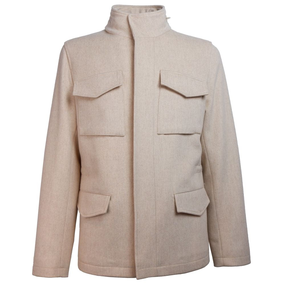 Made in Italy Beige Wool Jackets & Coat