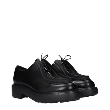 Prada Black Leather Oxfords And Derbies