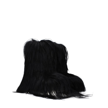 Rick Owens Black Fur Ankle Boots