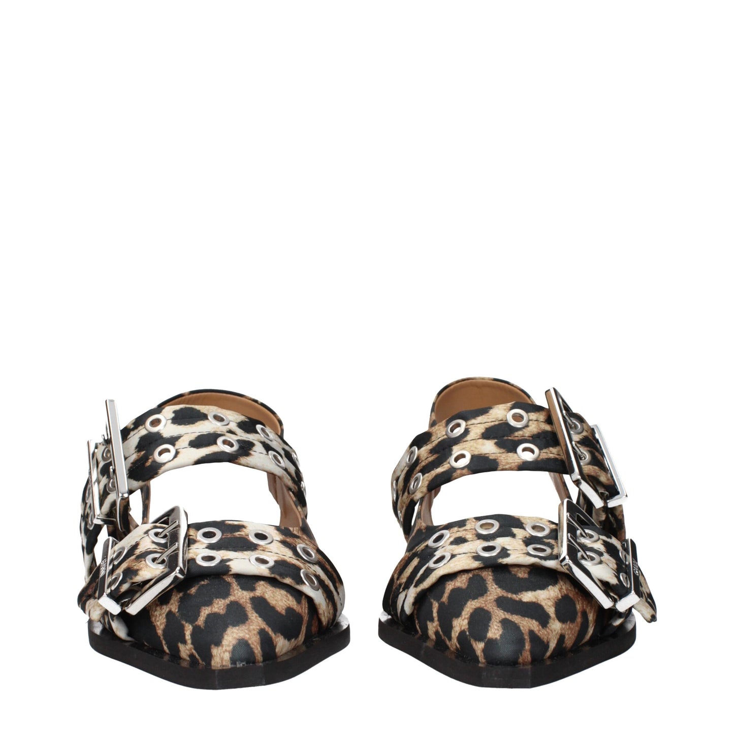 Ganni Brown Fabric Flat Sandals