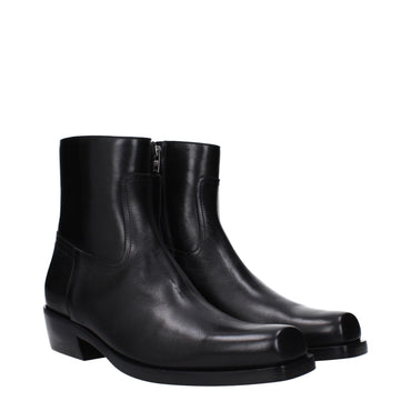 Versace Black Leather Ankle Boots