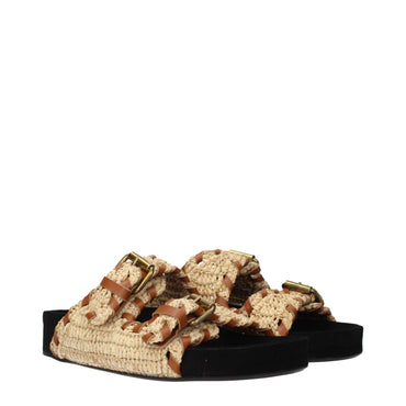 Isabel Marant Beige Raffia Slippers Sandals
