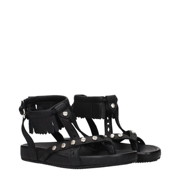 Isabel Marant Black Leather Flat Sandals