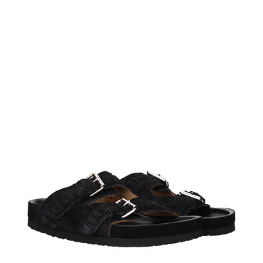 Isabel Marant Black Leather Slippers Sandals