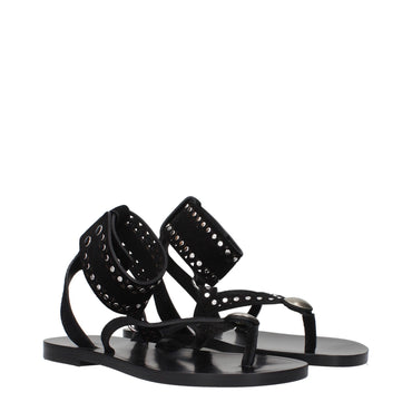 Isabel Marant Black Leather Flip-Flop Sandals