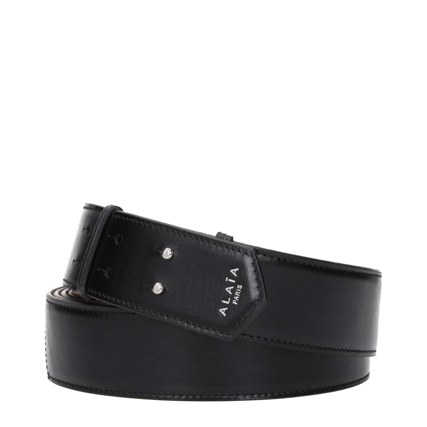 Alaïa Black Leather Regular Belts
