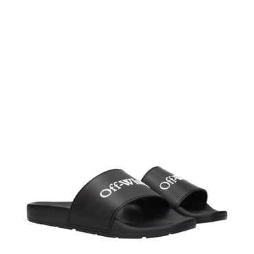Off-White Black Cotton Slippers Sandals
