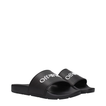 Off-White Black Cotton Slippers Sandals