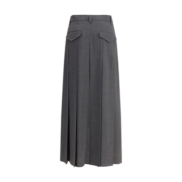 Brunello Cucinelli Pleated long Skirt in virgin wool techno gauze