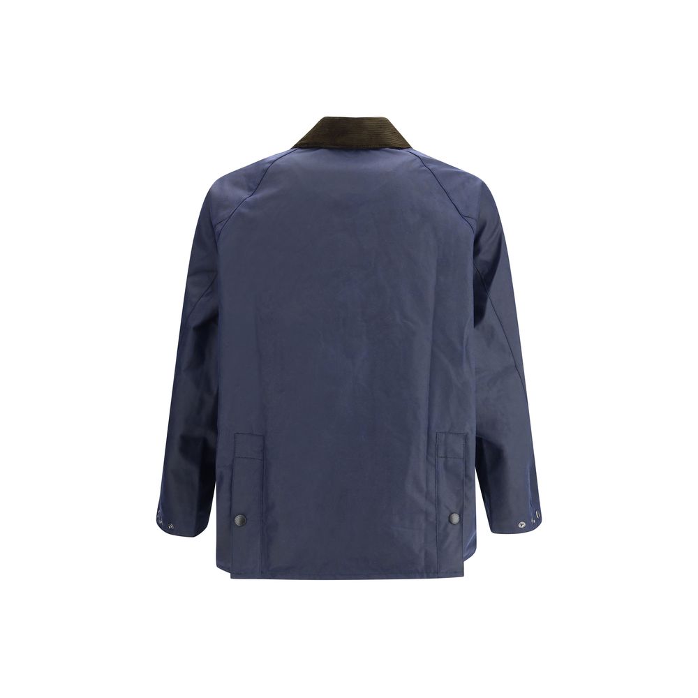 Barbour Waxed Jacket with a corded velvet collar