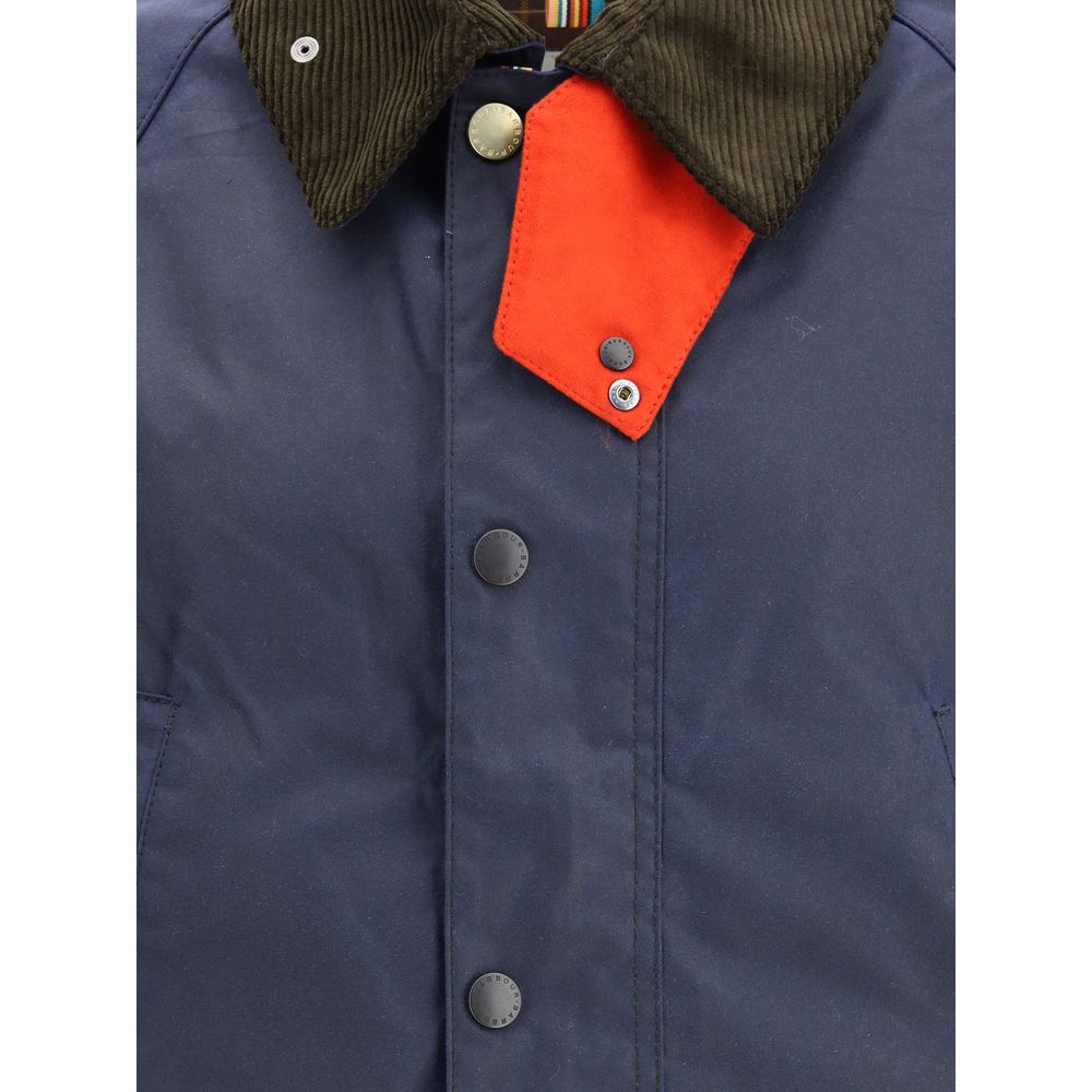 Barbour Waxed Jacket with a corded velvet collar