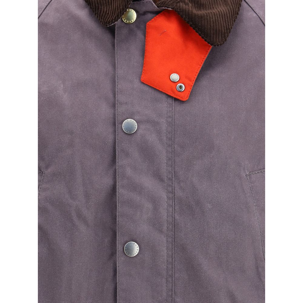 Barbour Waxed Jacket with a corded velvet collar