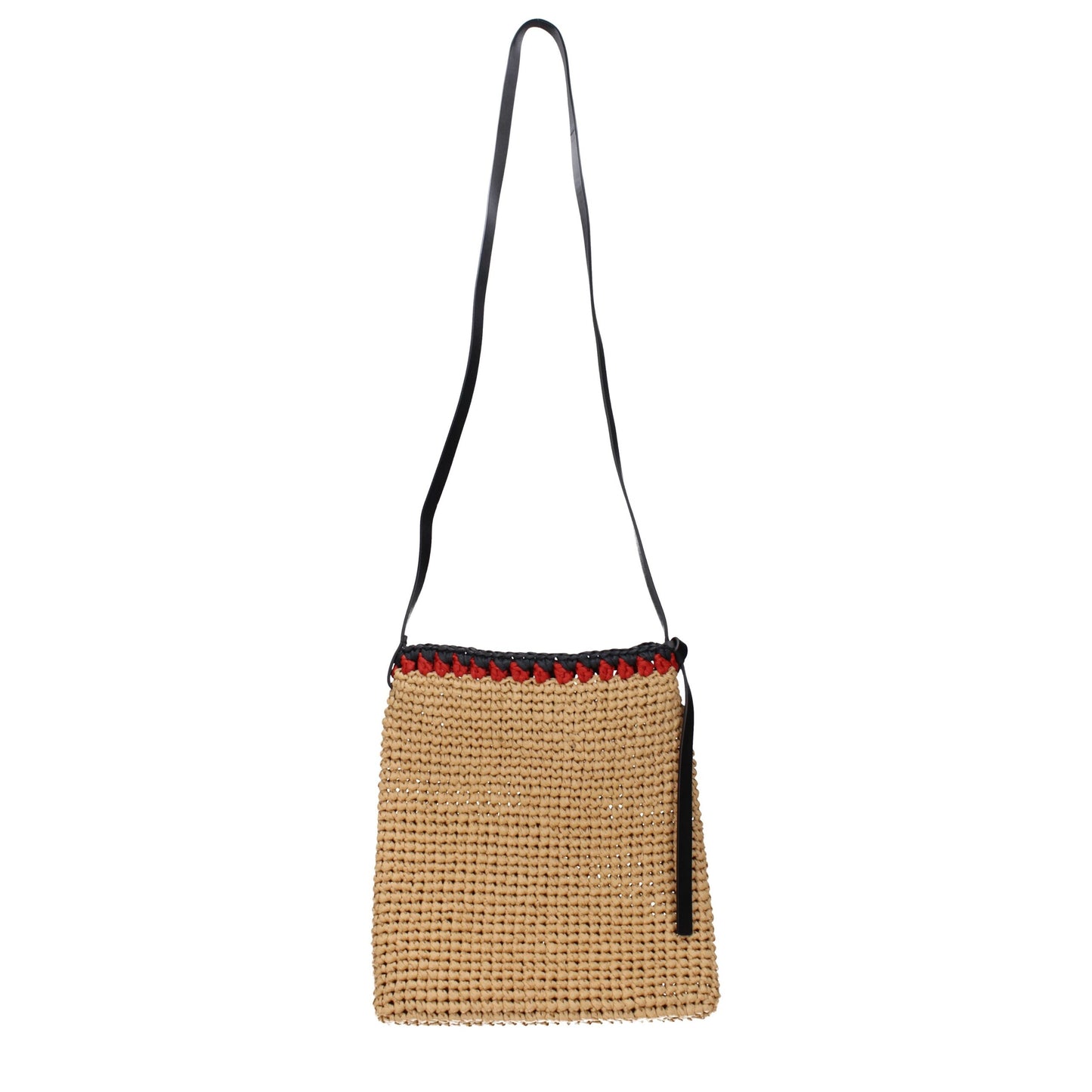 Jil Sander Beige Raffia Crossbody Bag