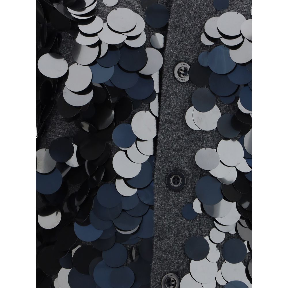 Sacai Sequined Wool Cardigan